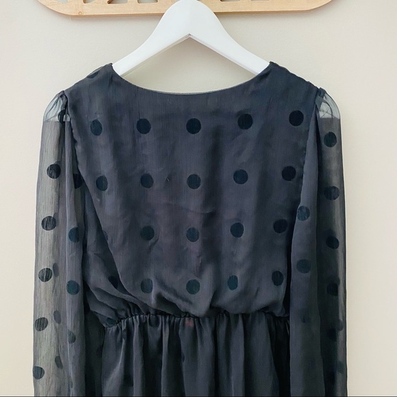 DO+BE Polkadot Long Sleeve Dress Black Sz Medium - Picture 7 of 9